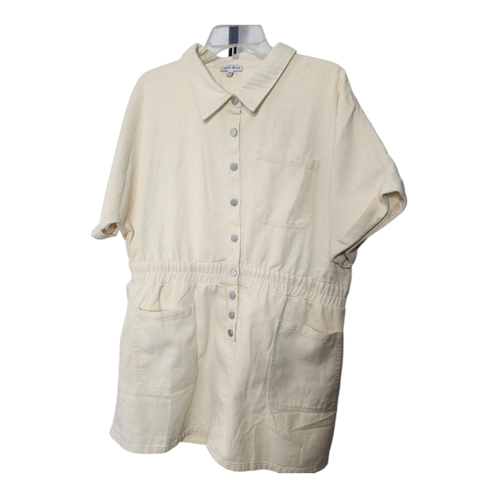 Denim Romper by White Birch, Size 3X. Color taupe. NEW